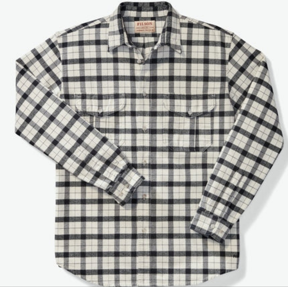 NWT - Filson Men's Alaskan Guide Flannel Shirt in Black & White Plaid XL - Picture 3 of 11